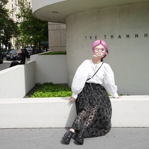 Maje Black and Silver Floral embroidery A-Line Skirt